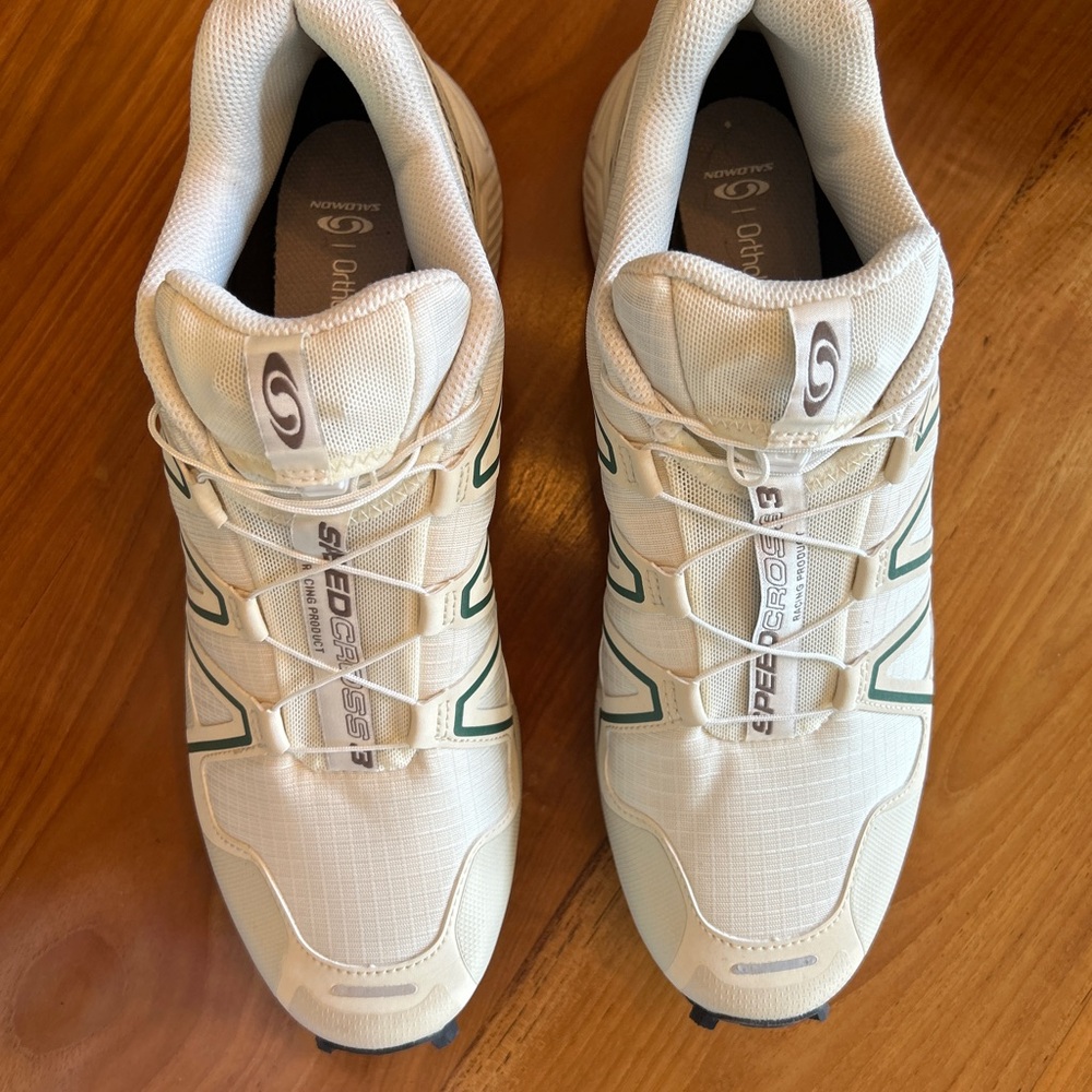 Salomon White and Green Speedcross Athletic Shoes - Picture 2 of 6